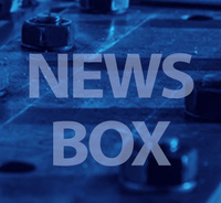 Text "NEWS BOX" über einem abstrakten, blauen Hintergrund.